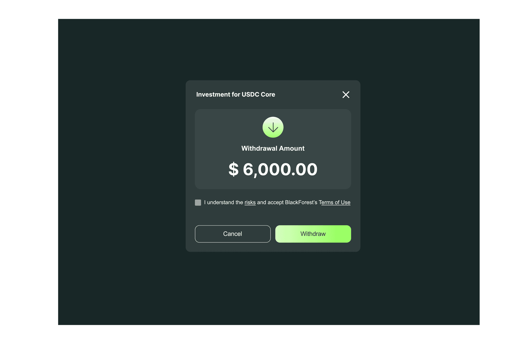 Withdrawal interface